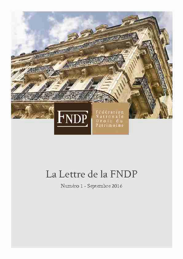 La Lettre de la FNDP