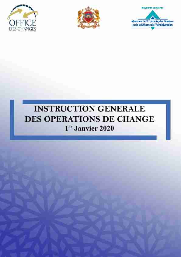 Instruction Générale des Opérations de Change 2020