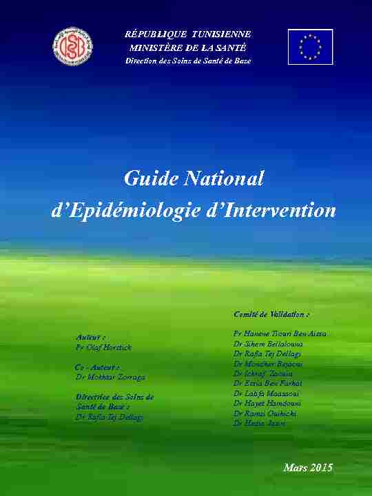 Guide National dEpidémiologie dIntervention