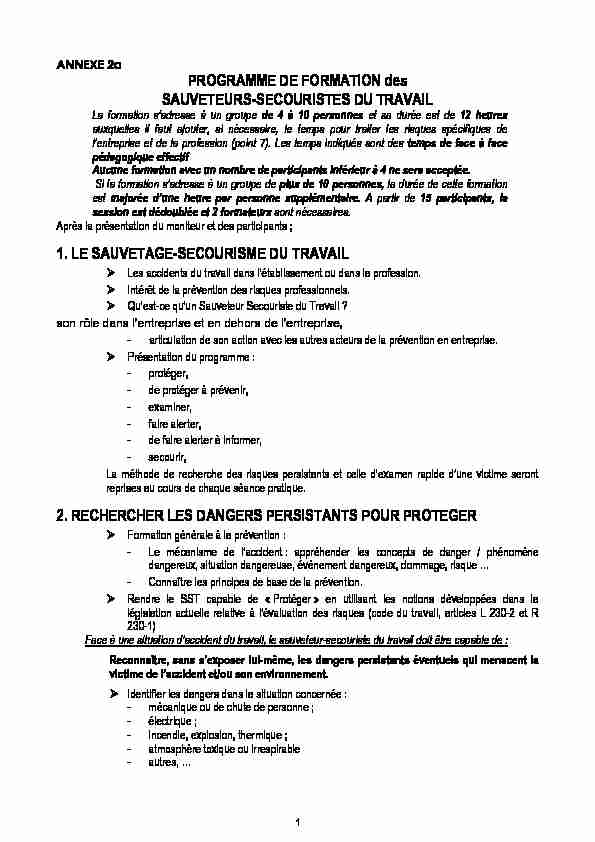 [PDF] PROGRAMME DE FORMATION des SAUVETEURS