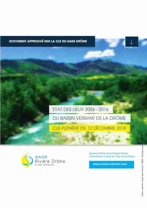 Etat des Lieux 2006 2016 du bassin versant de la Drôme validé en