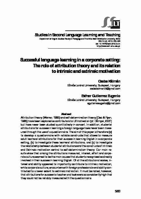 Successful language learning in a corporate setting: The role of