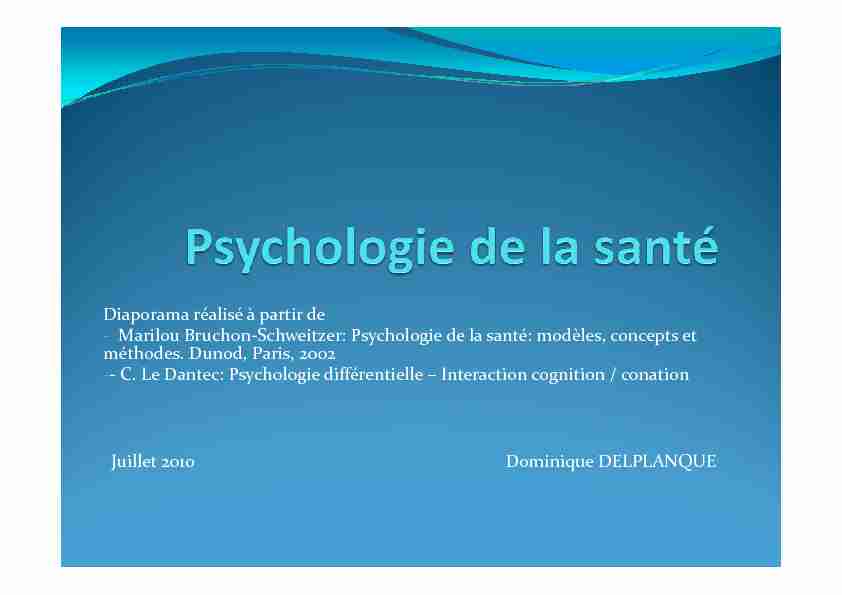 [PDF] Psychologie de la santé - DELPLANQUE Dominique Kinésithérapeute