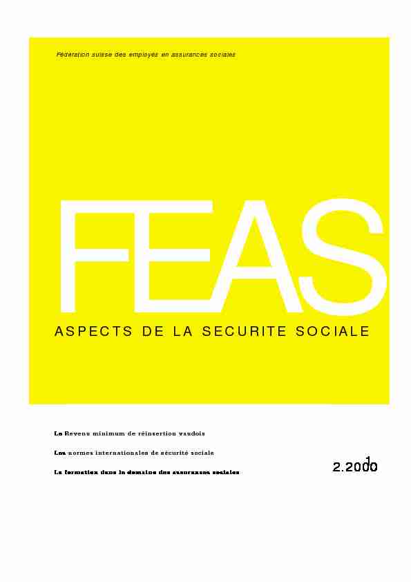 Aspects de la sécurité sociale - revue de la FEAS - n°2 2000