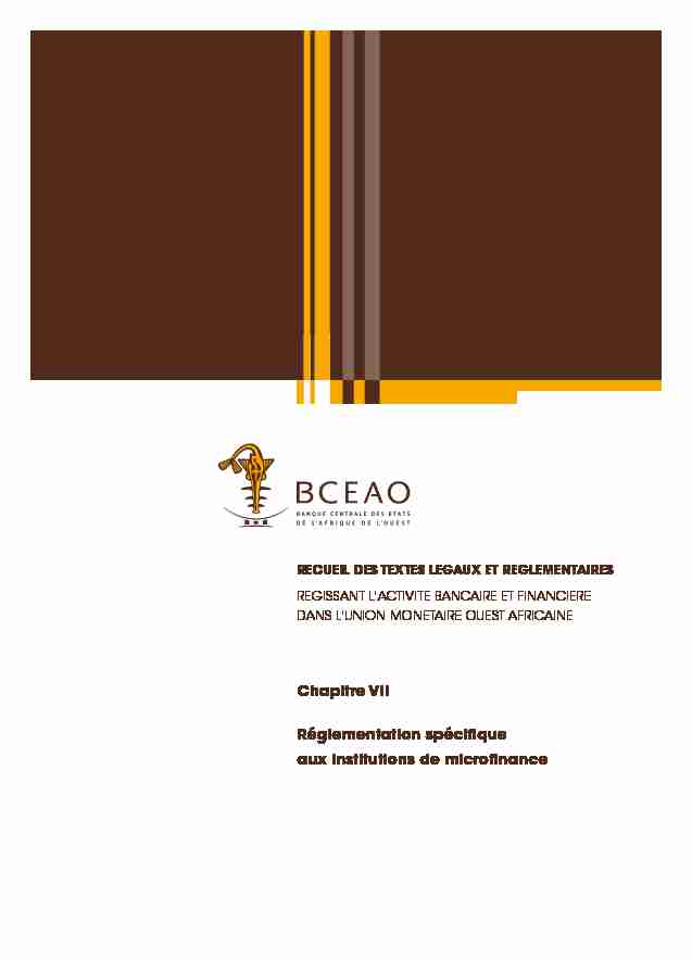 [PDF] Réglementation spécifique aux institutions de microfinance - BCEAO