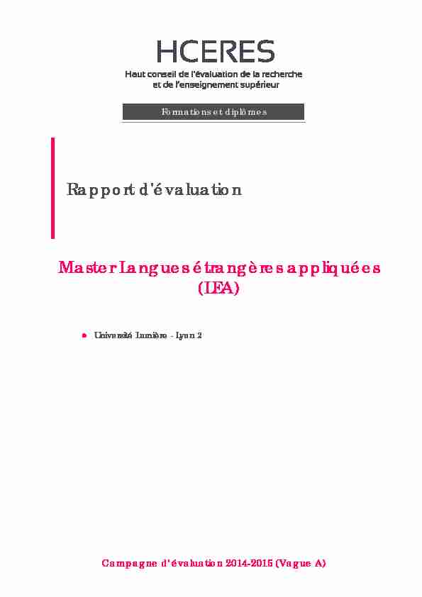 [PDF] Evaluation du master Langues étrangeres appliquées de l