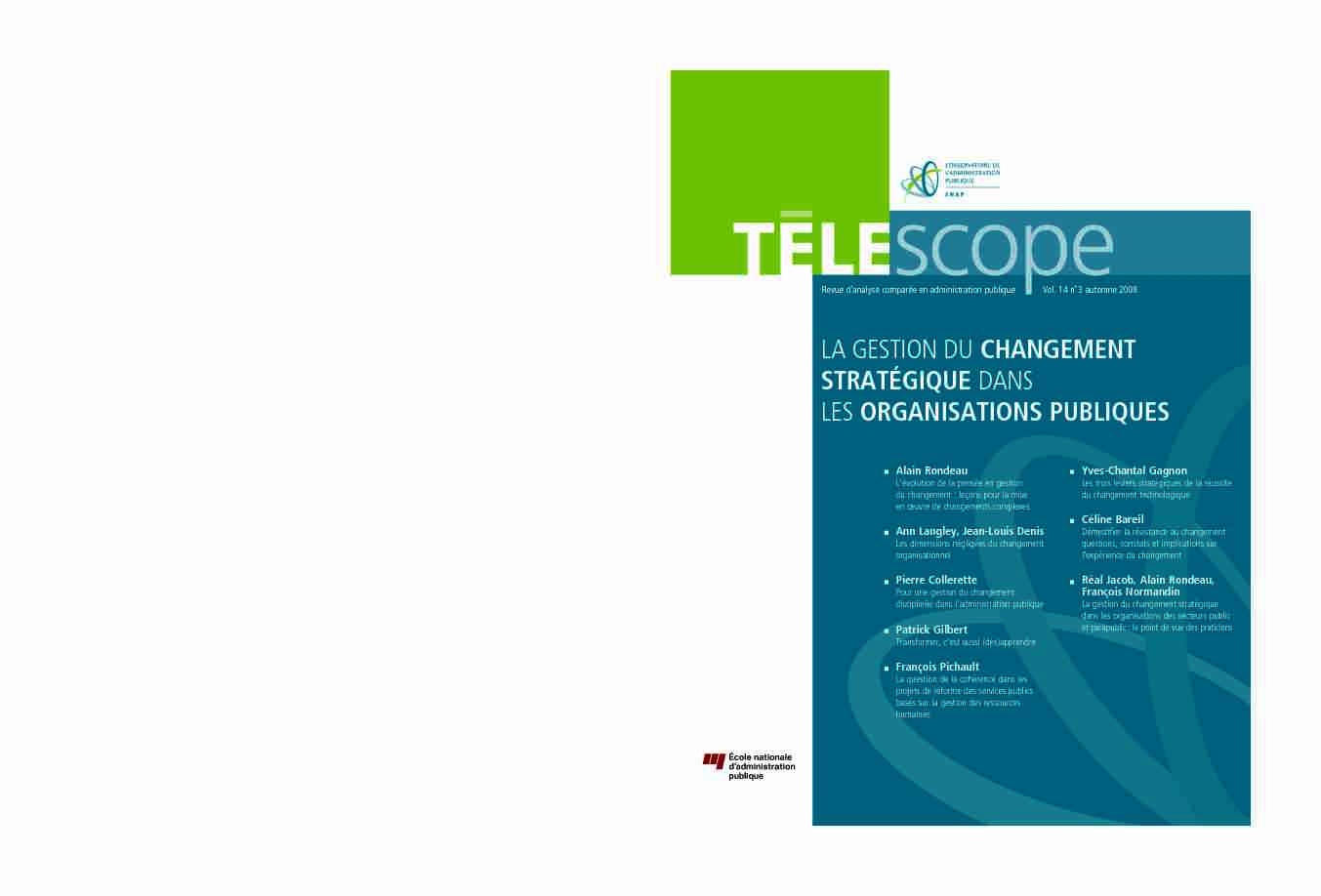 [PDF] La gestion du changement stratégique dans les  - Télescope