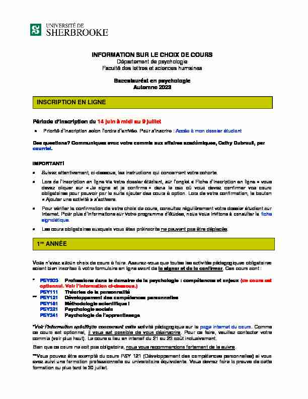 [PDF] INFORMATION SUR LE CHOIX DE COURS INFORMATIONS