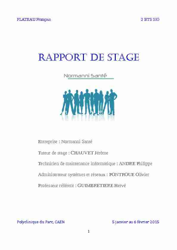 [PDF] RAPPORT DE STAGE - Plateau François