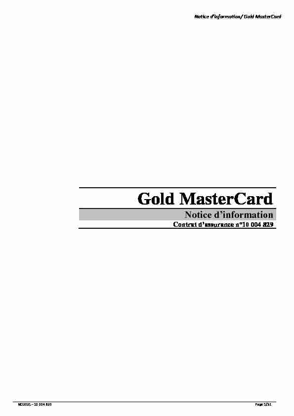 Gold MasterCard - Crédit Agricole
