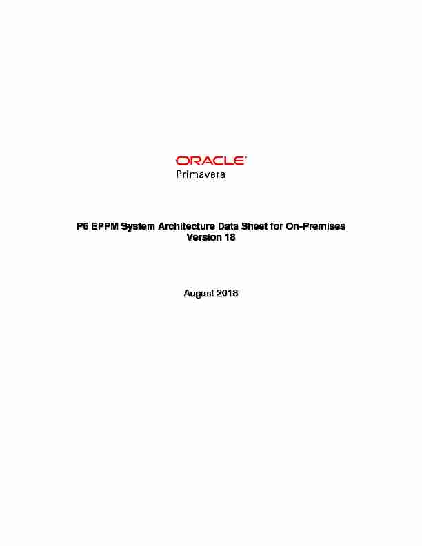 P6 EPPM System Architecture Data Sheet for On-Premises