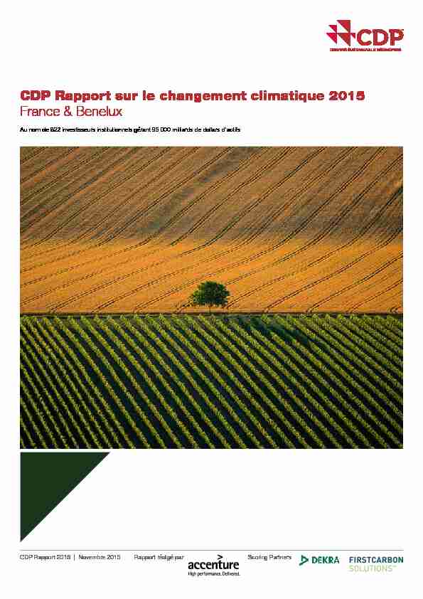 CDP Rapport sur le changement climatique 2015 France & Benelux