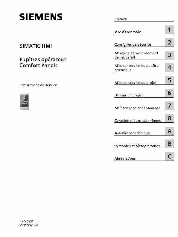SIMATIC HMI Pupitres opérateur Comfort Panels