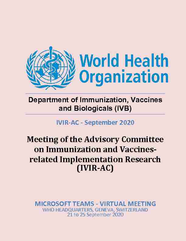 Meeting of the Advisory Committee on Immunization and Vaccines