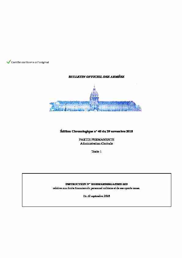 [PDF] BULLETIN OFFICIEL DES ARMÉES Édition Chronologique n° 40 du