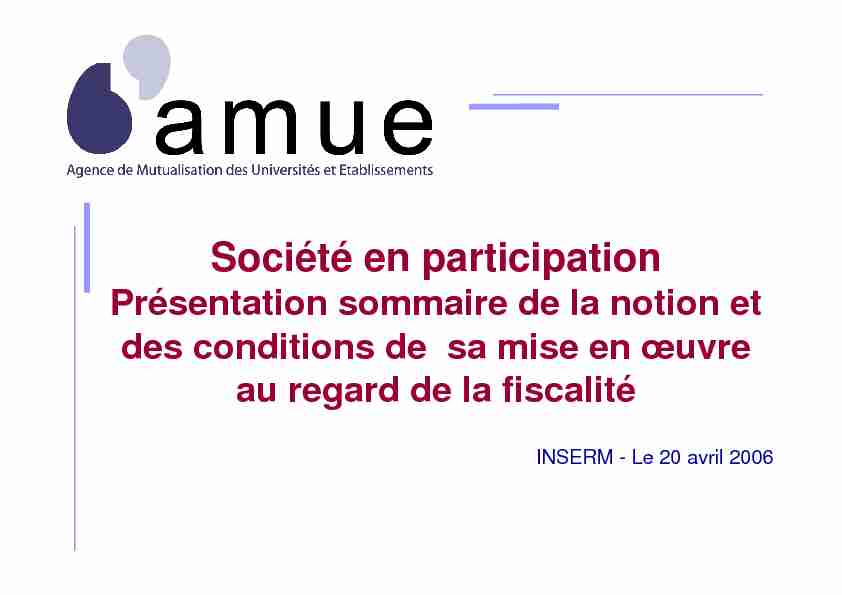 [PDF] Société en participation - Amue