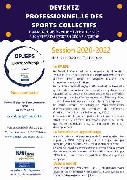 Flyer DPSA - BPJEPS sports collectifs 2020 2022