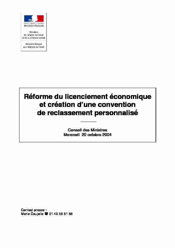 [PDF] Réforme du licenciement économique et création dune convention