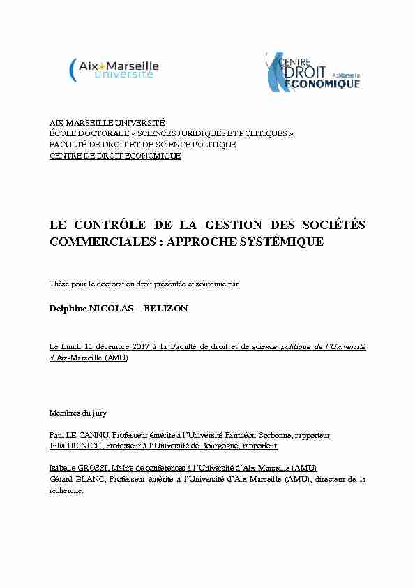 LE CONTRÔLE DE LA GESTION DES SOCIÉTÉS COMMERCIALES