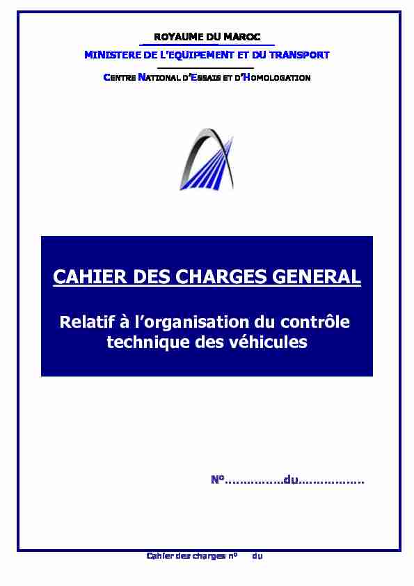 CAHIER DES CHARGES GENERAL