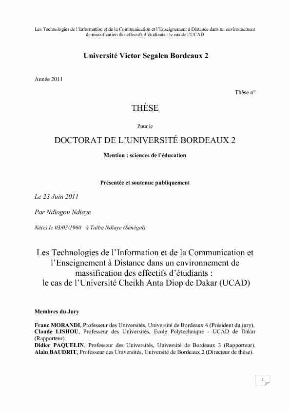 [PDF] THÈSE DOCTORAT DE LUNIVERSITÉ BORDEAUX 2 Les  - Thèses