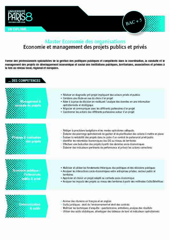 Economie et management des projets publics et privés