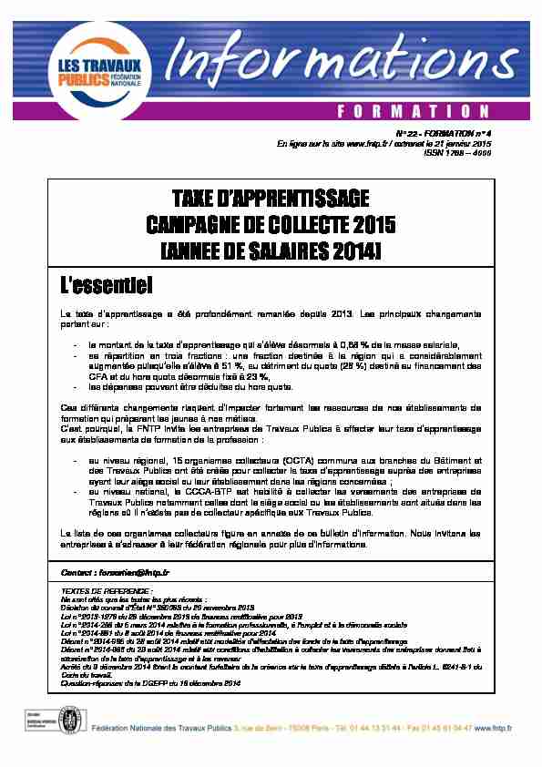 CAMPAGNE DE COLLECTE 2015 (ANNEE DE SALAIRES 2014)
