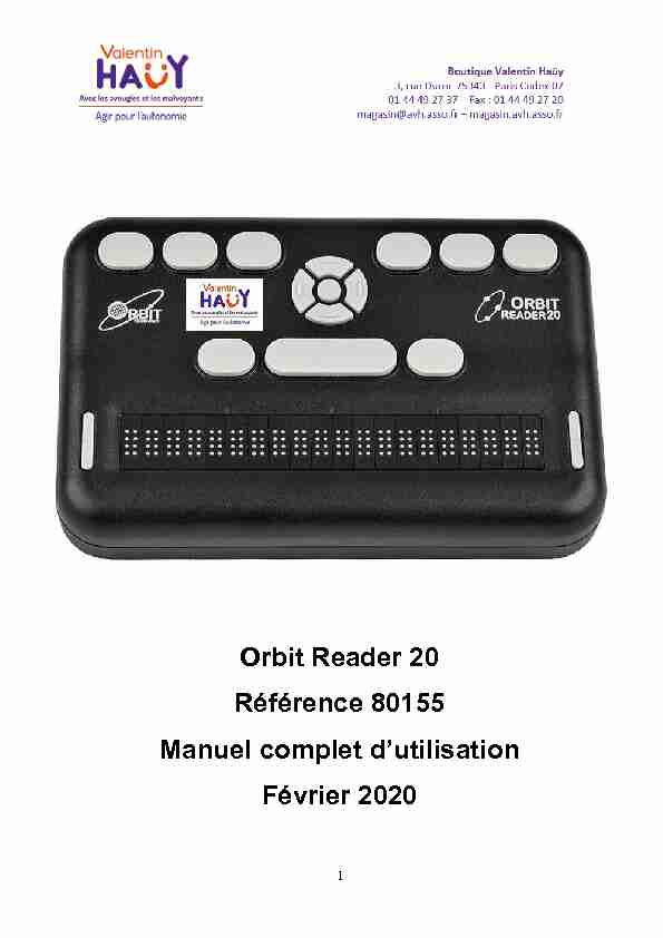[PDF] Manuel dutilisation Orbit Reader 20 - AVH - Boutique Valentin Haüy