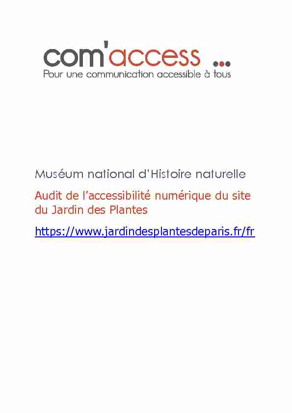 Audit de laccessibilité numérique - MNHN - Jardin des Plantes