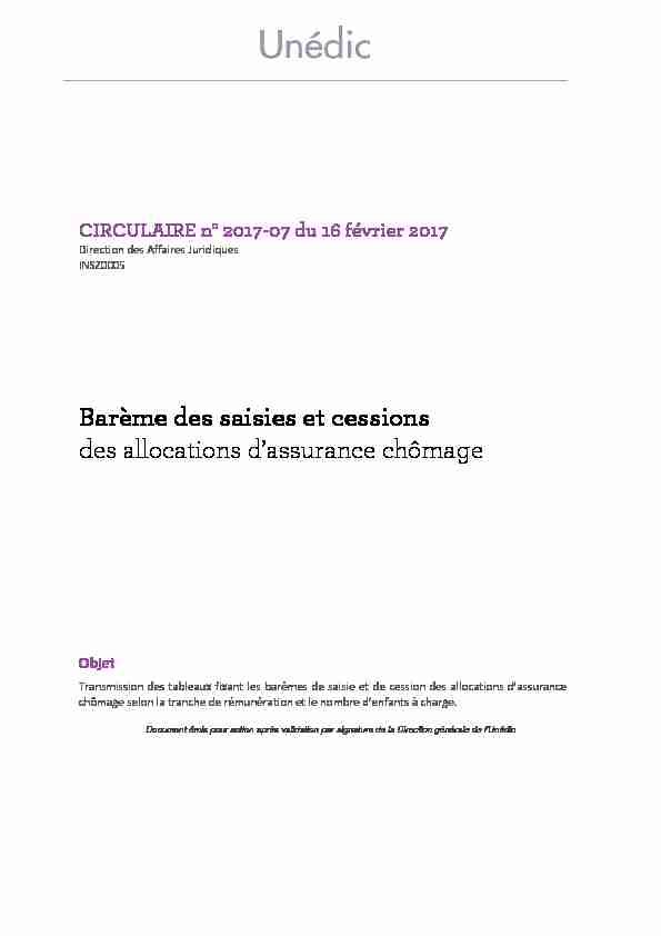 [PDF] Barème des saisies et cessions des allocations dassurance chômage