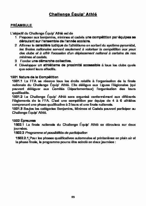 [PDF] Challenge Équip Athlé - FFA