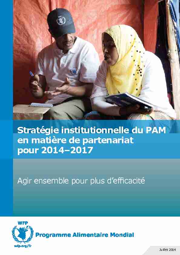 [PDF] Stratégie institutionnelle du PAM en matière de partenariat pour