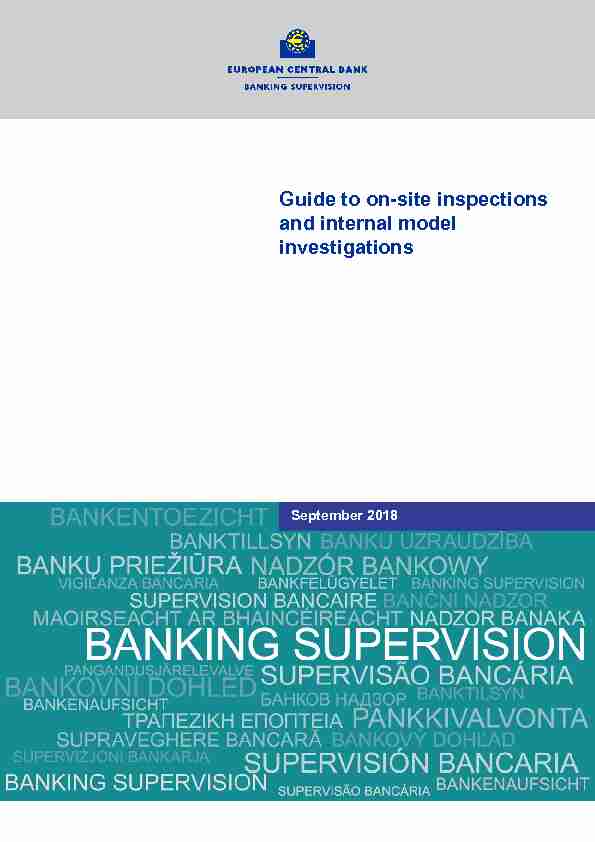 Guide to on-site inspections and internal model investigations