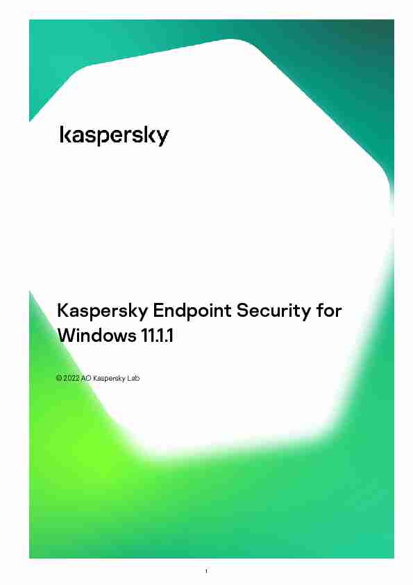 [PDF] Kaspersky Endpoint Security for Windows - Kaspersky support