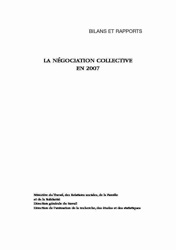 La négociation collective en 2007