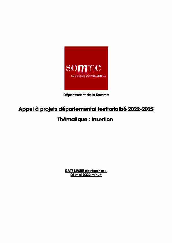 Appel à projets départemental territorialisé 2022-2025 Thématique