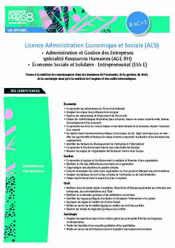 Licence Administration Economique et Sociale (AES)