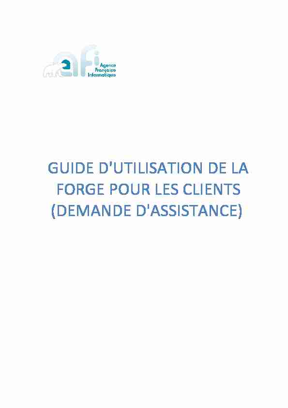 pdf GUIDE D'UTILISATION DE LA FORGE POUR LES CLIENTS (DEMANDE D