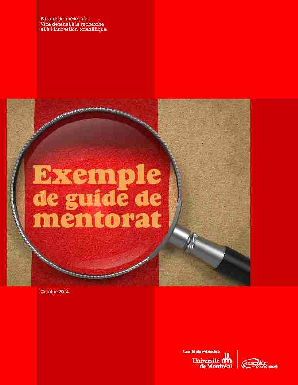 [PDF] Exemple de guide de mentorat - Faculté de médecine de lUniversité