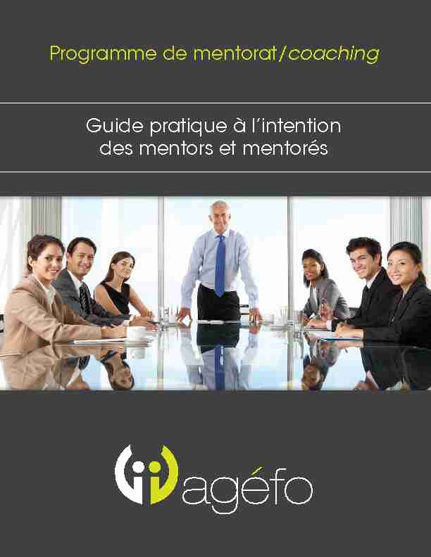 Programme de mentorat/coaching Guide pratique à lintention des