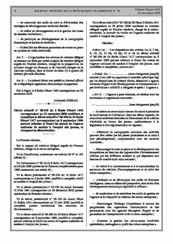 JOURNAL OFFICIEL DE LA REPUBLIQUE ALGERIENNE N° 70 9