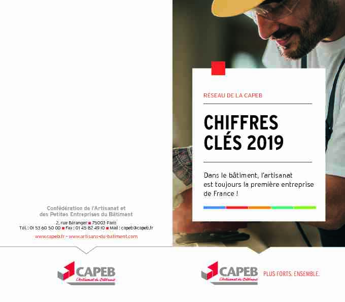 RÉSEAU DE LA CAPEB CHIFFRES CLÉS 2019