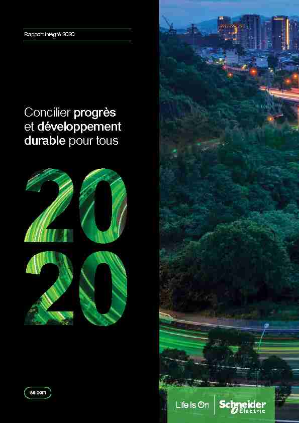 Rapport Intégré 2020 - Concillier progrès et développement durable