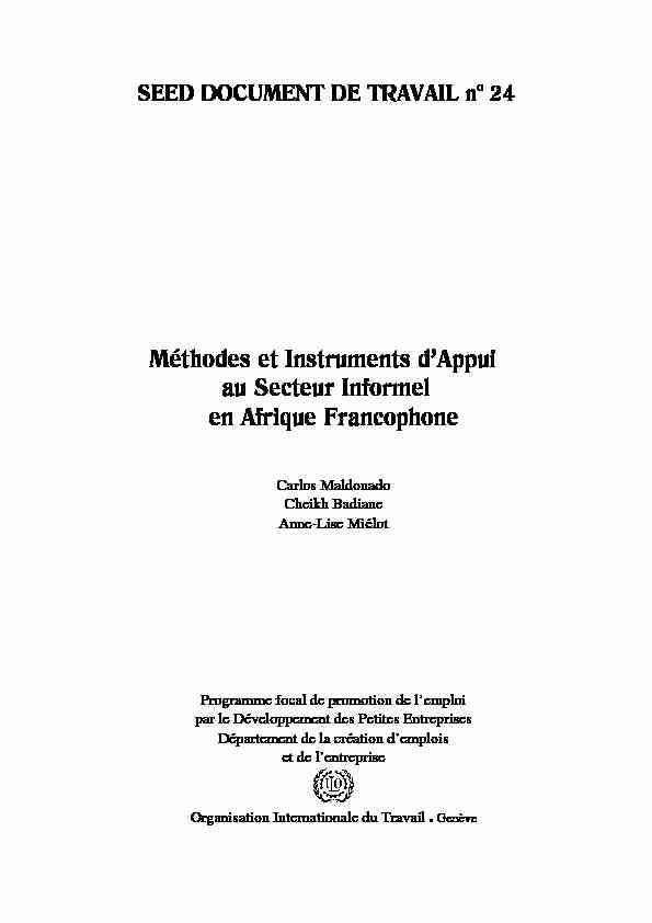 Méthodes et Instruments dAppui au Secteur Informel en Afrique