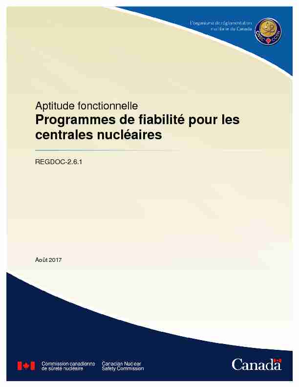 REGDOC-2.6.1 Programmes de fiabilité pour les centrales nucléaires