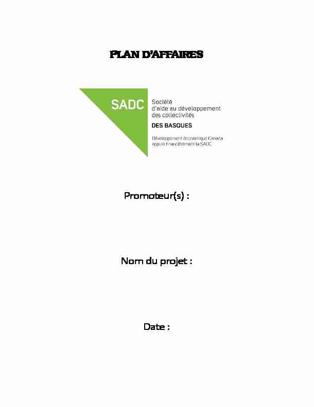 PLAN D’AFFAIRES - SADC des Basques