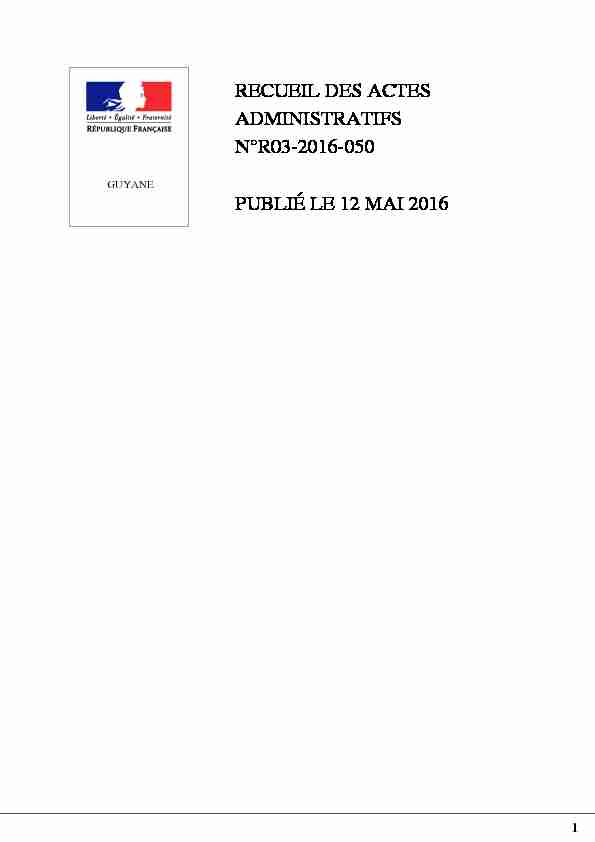 RECUEIL DES ACTES ADMINISTRATIFS N°R03-2016-050 PUBLIÉ