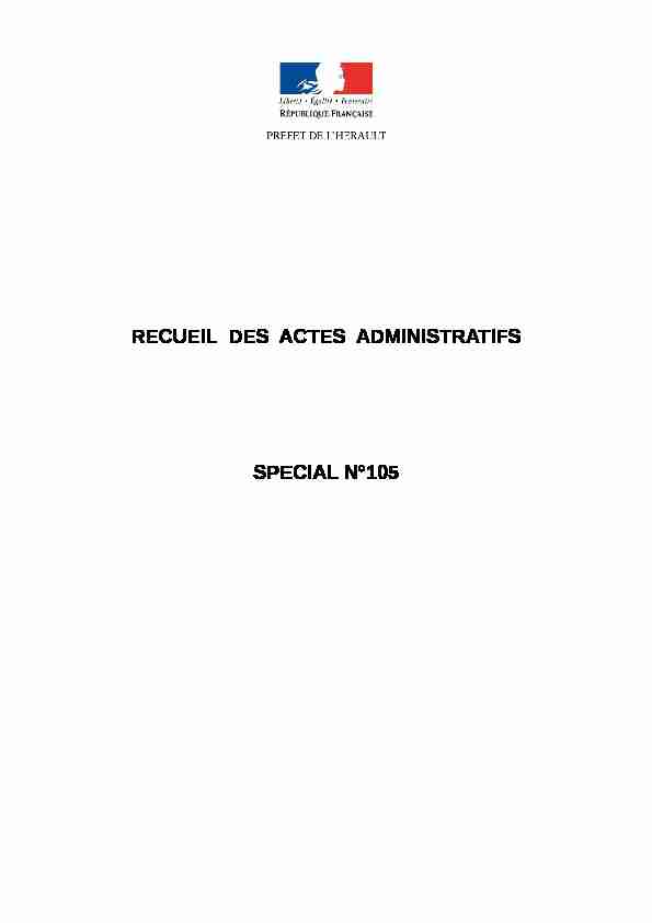 RECUEIL DES ACTES ADMINISTRATIFS SPECIAL N°105