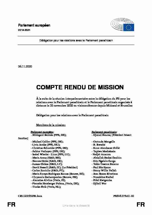 FR FR COMPTE RENDU DE MISSION