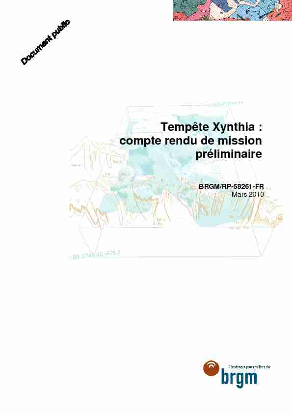 Tempête Xynthia : compte rendu de mission préliminaire